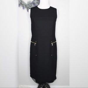 Tory Burch Wool Gold Zipper Sleeveless Dress